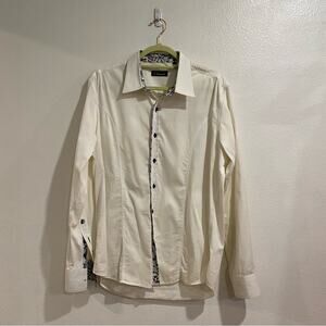 7 Diamonds White Long Sleeve Button-up Shirt Sz M